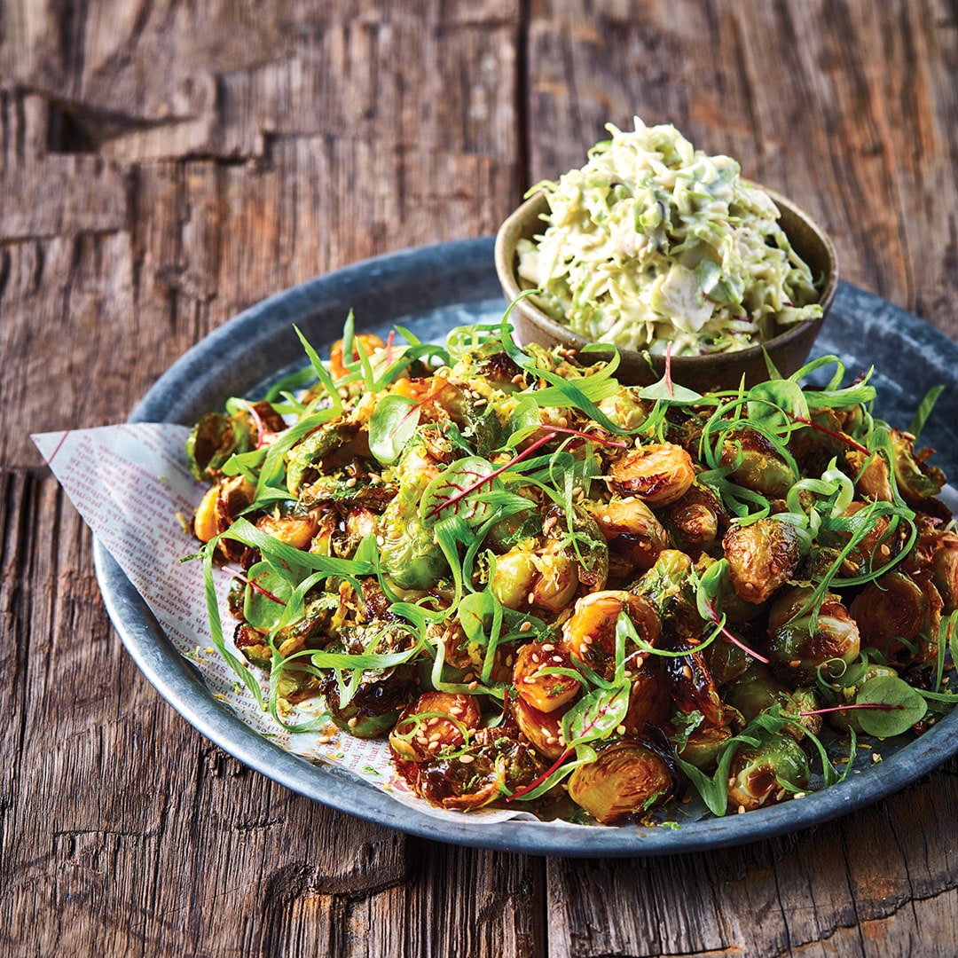 Charred Brussels Sprouts with Smoky Gochujang Glaze